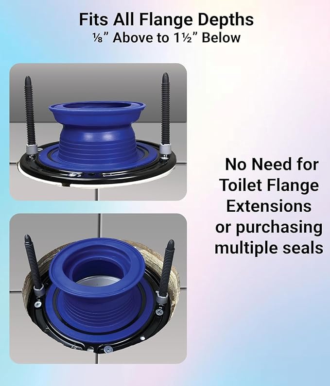 One N Done Toilet Flange Repair Kit - Toilet Kit For Low or Broken Flange. Toilet Wax Ring Replacement Kit W/Toilet Flange Extender Kit, Easy Toilet Bolts, & Toilet Caps For Bottom of Toilet. (2 Ea)