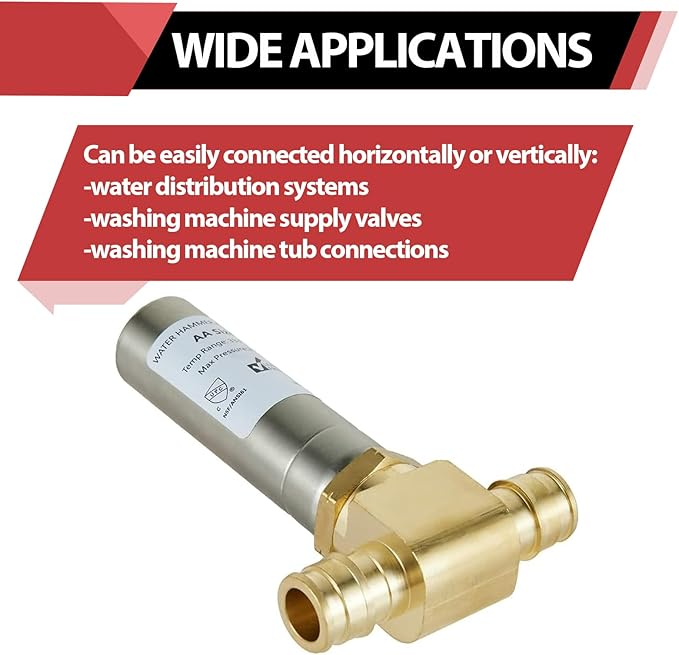 EFIELD Water Hammer Arrestor MH-211 Pex-A Expansion Connection 1/2-inch Tee, Stainless Steel, ASTM F1960,(HAMMER009)