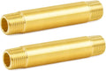 ChillWaves Brass Pipe Fitting, Long Nipple Pipe 3/8" NPT Male x 3/8" NPT Male Thread 4" Length(100MM)(2-PACK)