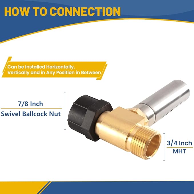 Water Hammer Arrestor,7/8" Female Swivel Ballcock Nut X 3/4" Male Thread Stainless Steel Water Arrestor for Toilet Connection(4PACK,Stainless Steel Arrestor)(HAMMER025-4Pack)