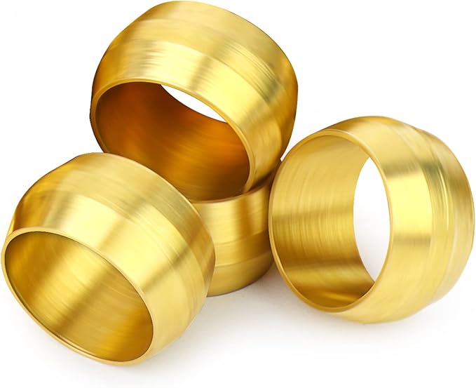 GASHER 200PCS Brass Compression Fitting, Brass Compression Sleeve Ferrules 1/4" Tube OD