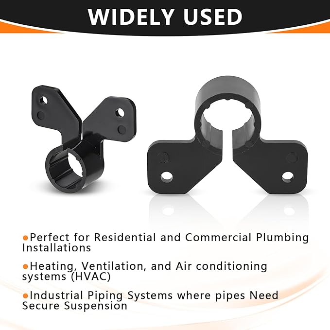 100-Pack HeSun 1" PEX Suspension Pipe Clamps, Black Butterfly Style, Fit for PEX, Copper, CPVC Pipe