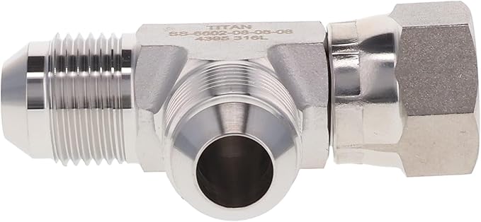 HYDRAULICS DIRECT | 6602-32-32-32 | Run Tee 2" JIC (2 1/2"-12 thread) Male x 2" JIC Female Swivel x 2" JIC Male | Swivel Hydraulic T Fitting