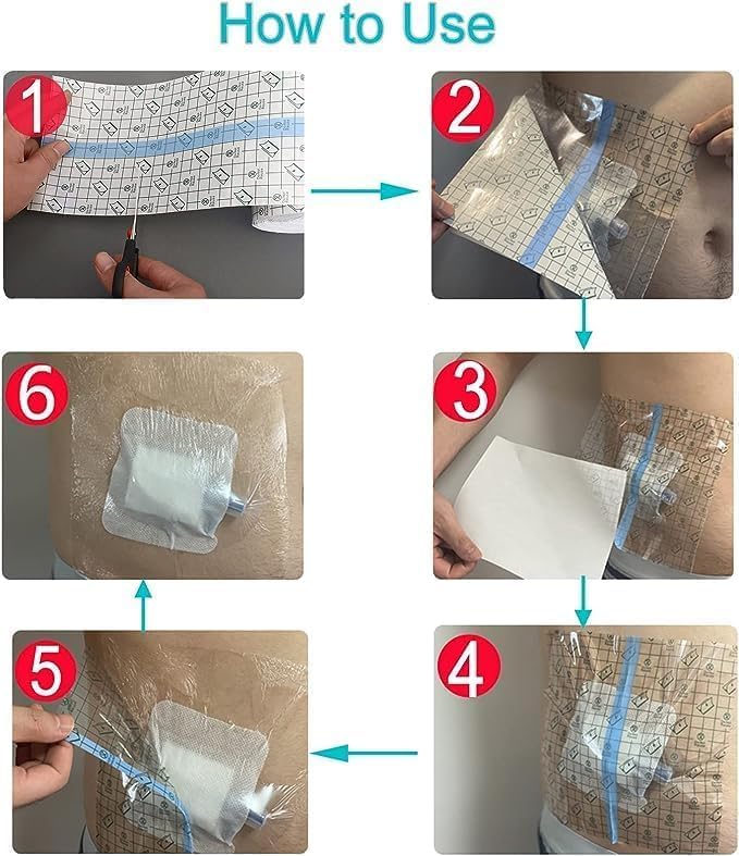 12"x12" Waterproof Shower Cover Incision Bandages for Large Wound with No Glue On The Center Adhesive Transparent Shower Protector Post Surgical Water Barrier Guard Pack of 14