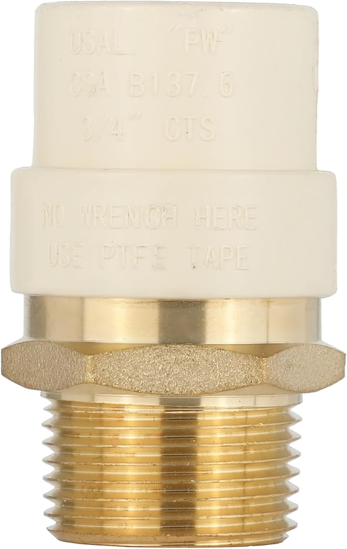 (Pack of 100) EFIELD 3/4"CPVC X 3/4"Male Thread NPT Transition Coupling,Brass Adapter Pipe Fitting (Male NPT x CPVC),(CPVC056-5-100PCS)