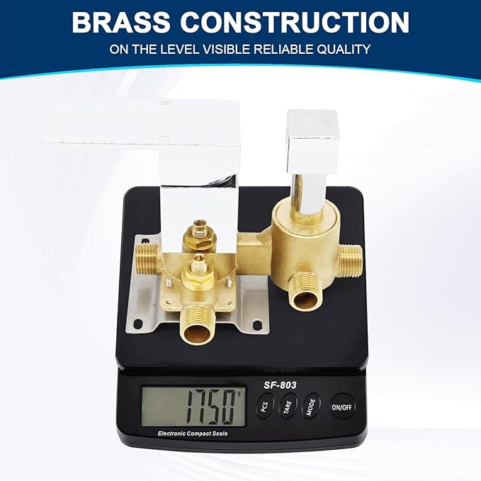 Solid Brass 3 Way Shower Diverter Valve, Drettyer Matte Black 3 Outlet Pressure Balancing Mixer Shower Temperature Control Shower Valve Kit