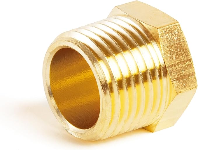 ChillWaves Brass Pipe Fitting, Outer Hex Head Socket Pipe Plug Fitting 3/4" NPT Male Thread Adapter(6-PACK)