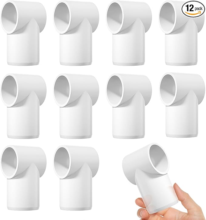 1" Adjustable PVC Fittings 3 Way, 12PCS Furniture Grade PVC Pipe Connector, 1Inch Slip Sling Tee Pipe Fitting for DIY Furniture Structure and Frame, Water Supply, Garden Shelf Greenhouse