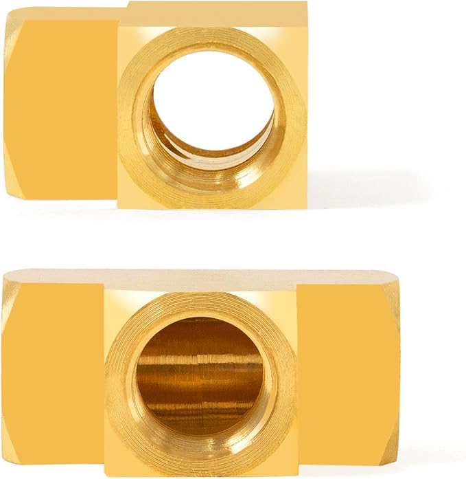 ChillWaves Brass Pipe Fitting, Barstock Tee 1/2" x 1/2" x 1/2" NPT Female Thread Adapter(1-PACK)