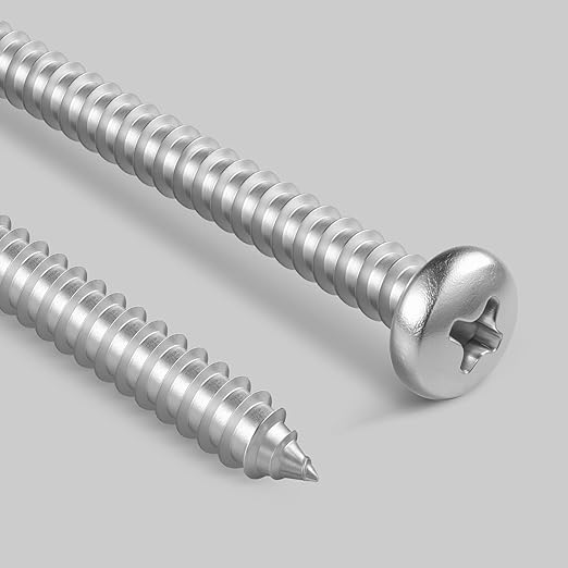 #8 x 5/8 Inch Pan Head Wood Screws, Phillips Drive, Stainless Steel 304 (18-8), Self Tapping for Wood, Sheet Metal Screws, 50 Pack