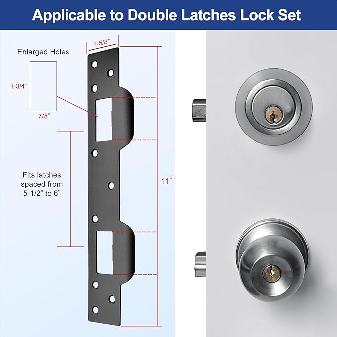 Door Strike Plate Double Opening (2, Matte Black)