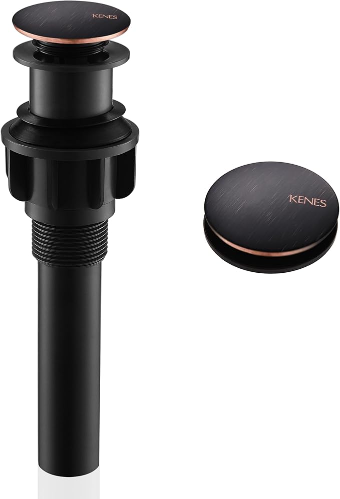 KENES Oil Rubbed Bronze Bathroom Vessel Pop Up Sink Drain, Vanity Faucet Sink Drain Stopper, Sink Drain Assembly Without Overflow Anti Clog Pop Up Drain