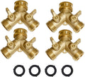 HQMPC Hose Y Splitter 3/4" GHT Garden Valve - Brass, 4 Pack