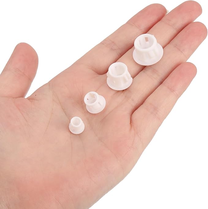 uxcell 7/32" Plastic Hole Plugs, 110Pcs Flush Type Panel Round Snap in Fastener Knockout Locking Plugs for Furniture Insert End Caps Panels, White
