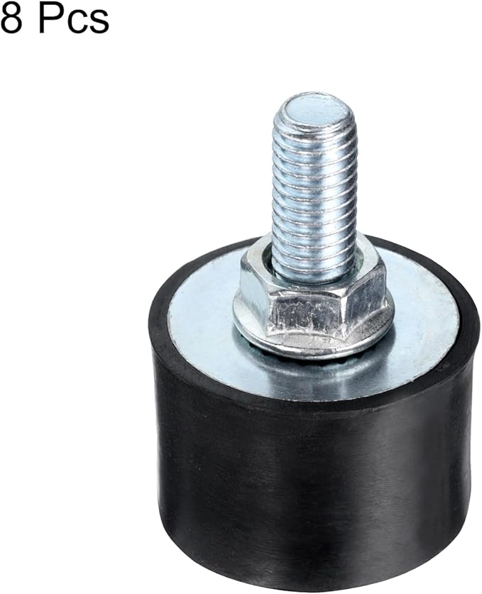 uxcell 8pcs M8x23mm Rubber Isolator Mounts with Studs 30x20mm Male Female Vibration Shock Absorber Zinc Plated Cylindrical Thread Mounts Anti Vibration Isolators with 8pcs M8 Lock Nuts