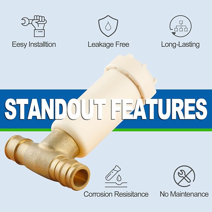2Pcs Resin Water Hammer Arrestor, 1/2 Inch Pex-A Expansion Tee Hammer Arrestor For Potable Water Plumbing Application, F1960 Tee Connection