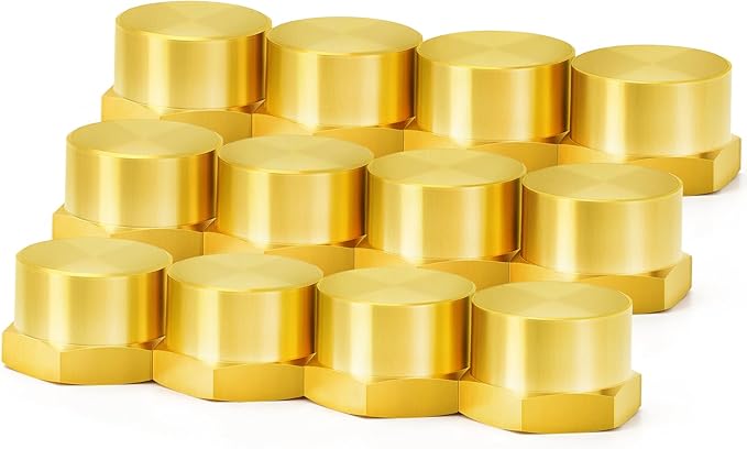 ChillWaves Brass Pipe Fitting, Hex End Cap Pipe Fitting，1/8" NPT Female，Thread Adapter(12-PACK)