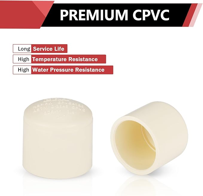 (100 Pack) EFIELD 3/4-inch CPVC Pipe Fittings, End Cap (Socket),(CPVC041-20-100PCS)