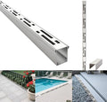 Pool Deck Drain Channel, 2.3" W x 19.6' L, 304 Stainless Steel Channel Drain Outdoor, Deck Drainage System with Coupling, Trench Drain System for Pool Decks, Patios,Walkways, Courtyards, Paver.