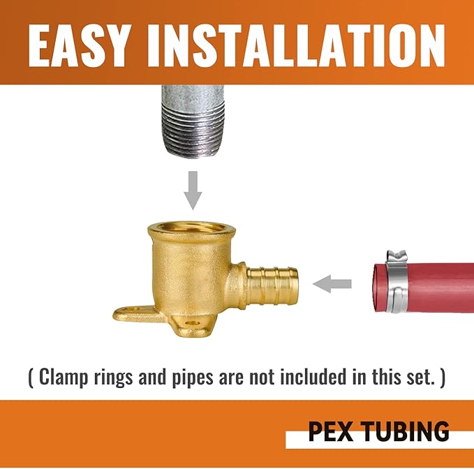 SUNGATOR 25-Pack 1/2" Pex Drop Ear Elbow, No Lead Brass, Pex Fittings 1/2 inch, NSF, UPC Certified