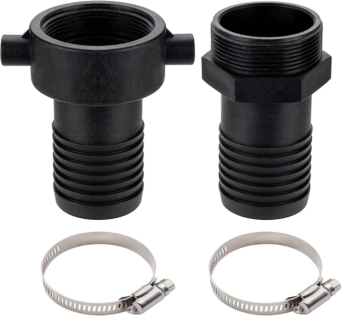 EASTRANS Poly Pin Lug Hose Fitting Set, 1.5" Polypropylene Hose Shank Coupling Set with 2 Clamps