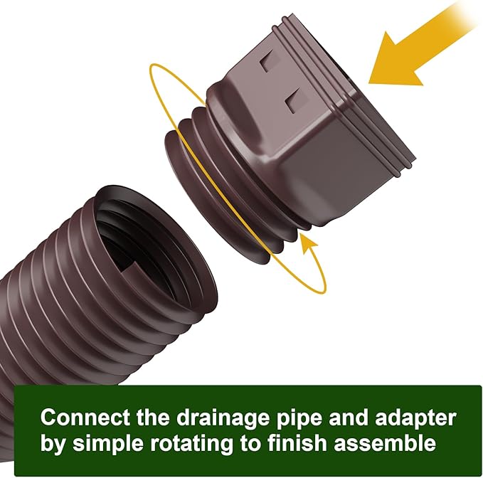Rain Gutter Downspout Extensions, Downspout Extender for Rainwater Drainage Flexible, Down Spout Drain Extension Pipe and Extendable from 21 to 66 Inches (3 Pack, Brown)