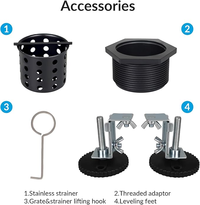 32 Inch Removable Cover Linear Shower Drain 304 Stainless Steel Rectangular Floor Drain for Kitchen Bathroom Square Hole Drain with Accessories Hair Strainer Adjustable Leveling Feet (Matte Black)