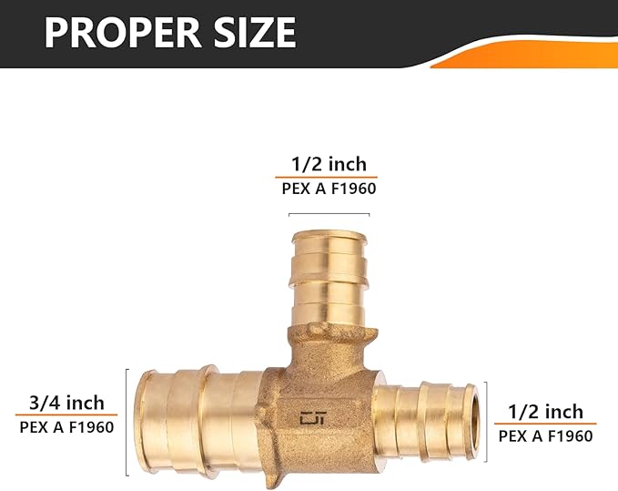 40-Pack HeSun PEX-A Fitting, 3/4"x1/2"x1/2" Expansion Tee, PEX Expansion Fitting Tee, ASTM F1960(PEX1960047-40)