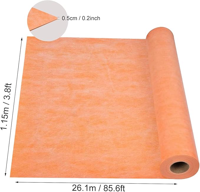 Waterproof Membrane for Shower 3.8 ft x 87 ft / 324 Square Feet Waterproofing Shower Membrane 19.7mil Thickness Waterproof for Sauna Bathroom Walls Tile Underlayment 324 sqft Polyethylene Fabric Roll