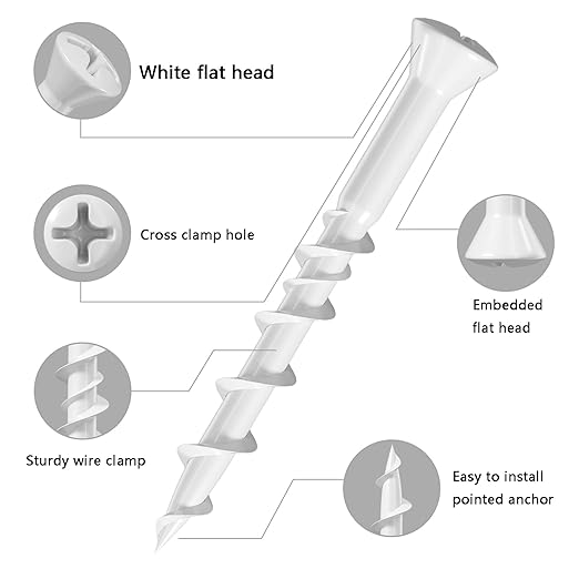 (50 pcs) Flat Head Drywall Anchors 2" White Anti Rust Coating, Bolt Anchor, Duty Hollow Wall Anchors