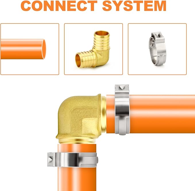 GASHER 2Pcs No Lead Brass 1" Pex Elbow Fittings, 1 Inch Pex Fittings for Pex Tubing