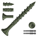 #8 x 1-1/2" Deck Screws (1288Pcs) 8lb. Carbon Steel, Green, Flat Head, Rust Resistant epoxy Coated, with T25 Star Bit