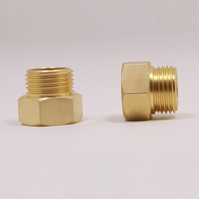 G 1/2 BSP Male to US 1/2 NPT Female Thread Converter Adapter (2-Pack), Solid Brass Pipe Fitting，Water Hose Adapter, British to US Gauge Sensor Sender Adapter BSP NPT Thread Converter