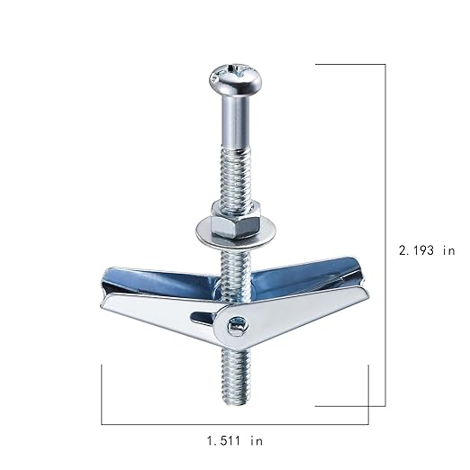 (30 pcs) 1/8" Heavy Duty Drywall Anchors and Screws,Toggle Bolts and Wing Nuts Set, Hollow Drywall Anchors Bolts Screws Assortment Kit for Hanging Lamps Heavy Items