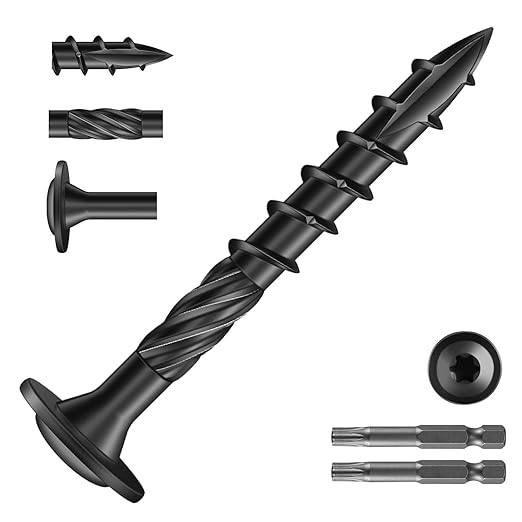 #14 x 2 Inch Lag Screws (620Pcs) 10lb. Structural Wood Screw, Black, Carbon Steel, Washer Head, Rust Resistant epoxy Coated, T30 Torx Bit