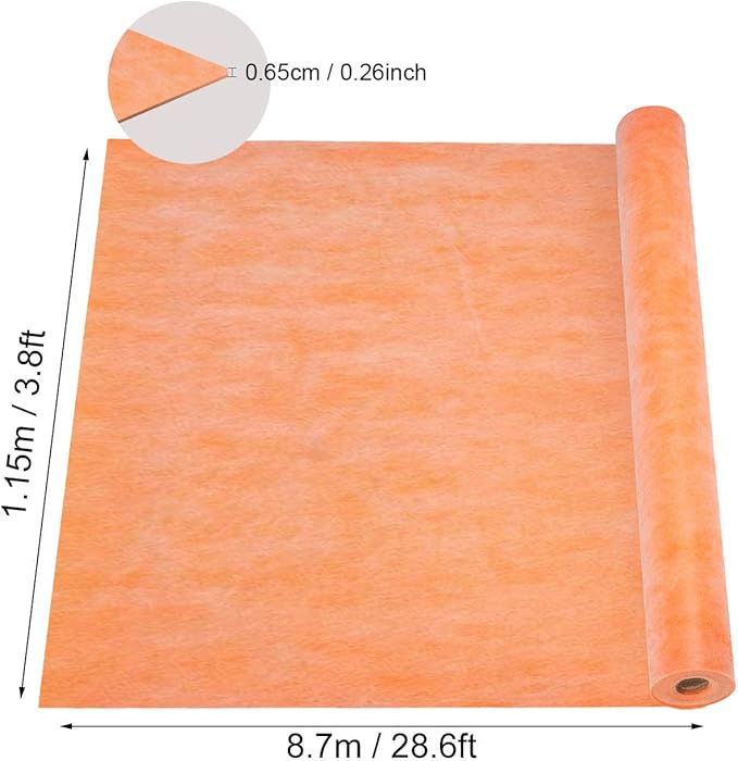 Waterproof Membrane for Shower 3.8 ft x 29 ft / 108 Square Feet Waterproofing Shower Membrane 25.6mil Thickness Waterproof for Sauna Bathroom Walls Tile Underlayment 108 sqft Polyethylene Fabric Roll