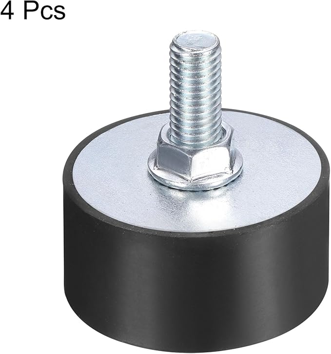 uxcell 2pcs M10x28mm Rubber Isolator Mounts with Studs 50x25mm Male Female Vibration Shock Absorber Zinc Plated Cylindrical Thread Mounts Anti Vibration Isolators with 2pcs M10 Lock Nuts