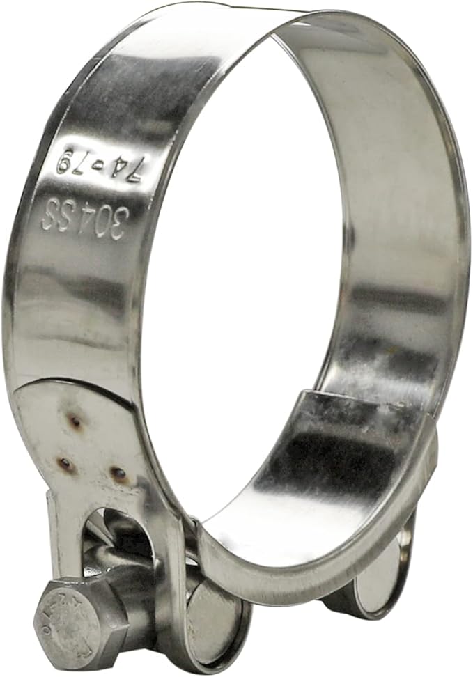 AKIHISA T-Bolt Hose Clamp,122-130mm OD Range 304 Stainless Steel Pipe Strap Clamp, Adjustable Heavy Duty Tube Clamp (2Pack, 4.80" to 5.12")