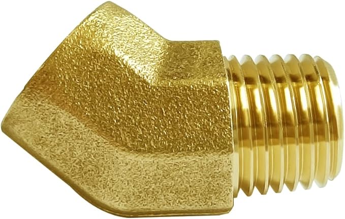 Joywayus 2PCS Brass 45 Degrees Elbow Pipe Fittings 1/8"NPT Male to 1/8"NPT Female Brass Fittings