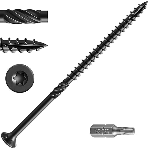 #10 * 4" Black Deck Screws, (800pcs) 15 lbs.Exterior Wood Screws, Rust Resistant epoxy Coated, Bronze, T25 Star Bit