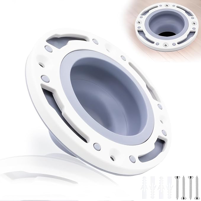 Toilet Flange Repair Kit Fits for 4 Inch 5 Inch or Special 3 Inch Drain Pipe, Universal Toilet Flange for Toilet Repair and Installation, Perfect Seal No More Leaks (Gray)