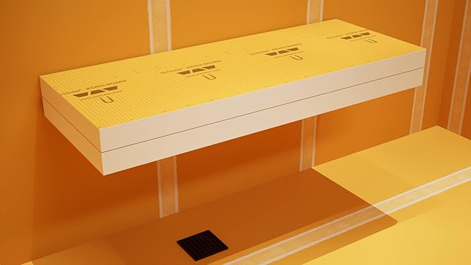 Floating Shower Bench Kit with Orange Waterproof Board - Original Shower Bench Bracket, Bath Bench Seat Bathroom Décor, Bathroom Accessories (12X72)
