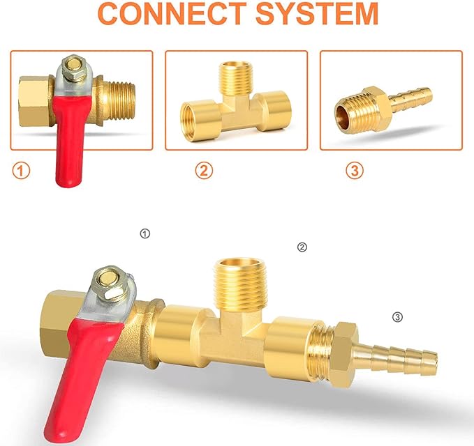 GASHER 2PCS Metals Brass Pipe Fitting Barstock Male Branch Tee T Adapter 3/8" Female x 3/8" NPT Female x 3/8" NPT Male