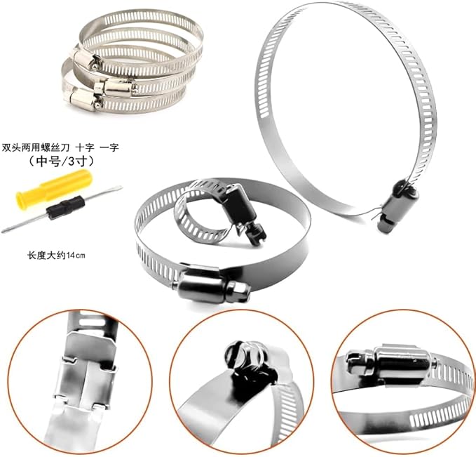 20pcs 304 Stainless Steel Adjustable 44-108mm Range Worm Gear Hose Clamps Assortment Kit from 2 Inch, 3 Inch, 4 Inch Fuel Line Hose Pipe Clamp for Dryer Vent Hose clamps (Silver)