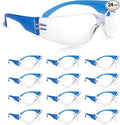 amoolo Safety Glasses for Men Bulk of 24, Protective Eyewear for Men Women, ANSI Z87.1 Impact Resistant Eye Protection for Work, Lab, Construction