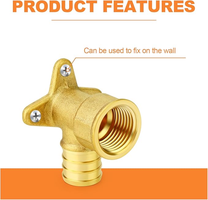 GASHER 2Pcs No Lead Brass Pex Drop Ear Elbow, PEX 1/2" x 1/2" NPT Female Threaded Adapter Crimp Fitting for Hot or Cold Water Systems