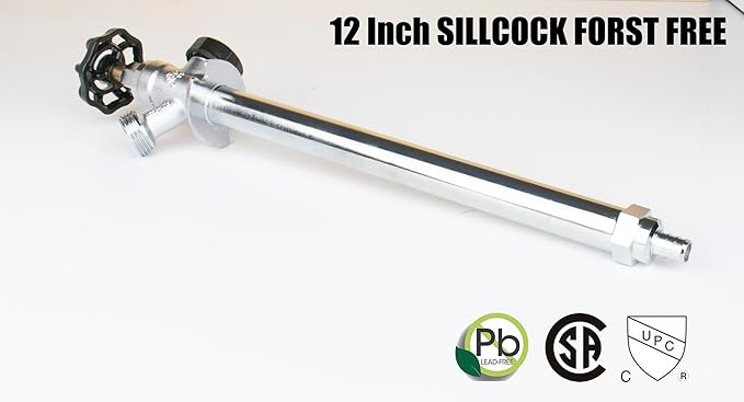 WHK 12 Inch Frost Anti-Siphon Sillcock 1/2 Inch PEX B X 3/4 Inch Hose Bibb,Frost Proof Outdoor Faucet Bib with Vacuum Breaker-Frost Free Spigot PEX Crimp Connection(Brass)