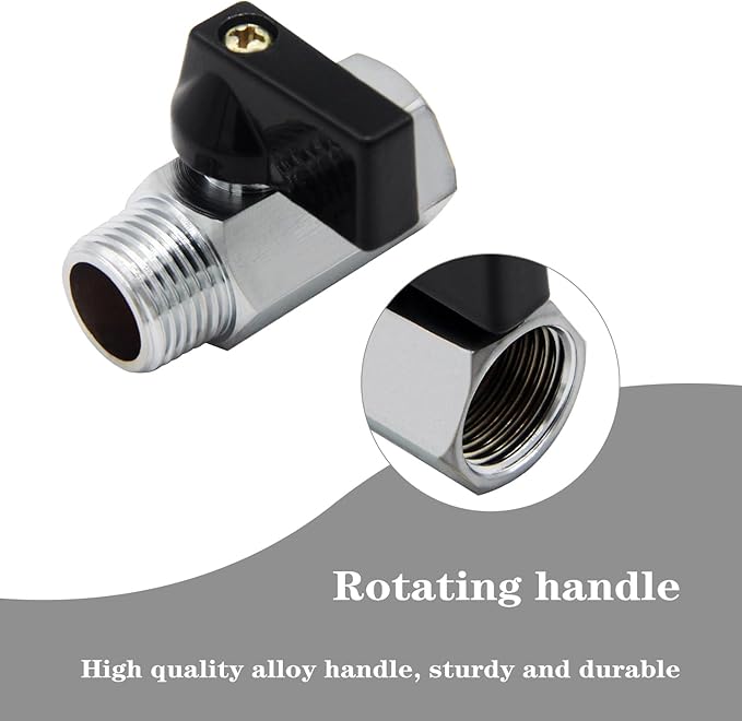 Brass Mini Ball Valve 3/8" NPT Female x Male Thread Shut Off Valve Chrome Plated (Pack of 2)