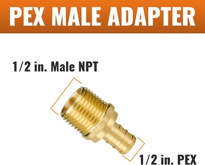 SUNGATOR Pex Fittings 1/2 Inch, 10-Pack 1/2" Pex Male Adapter, 1/2" NPT to 1/2" PEX, No Lead Brass, 1/2 Inch Pex Fittings For Pex Pipe, NSF, UPC Certified