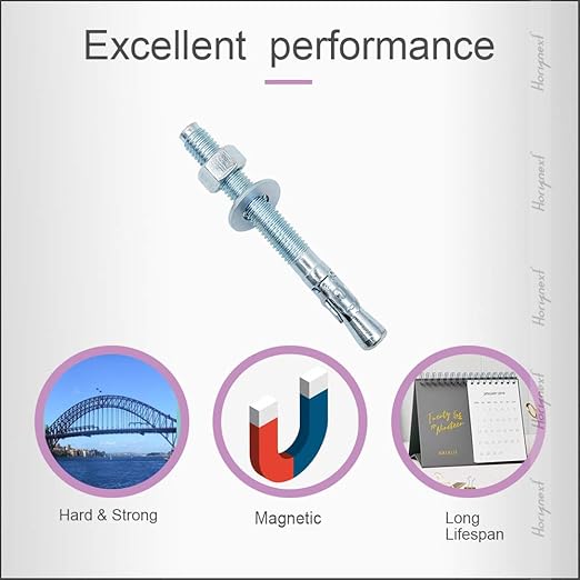 3/8" x 5" Wedge Anchor, for Cement and Concrete only, zinc-Plated Carbon Steel Screws and lag Bolts （ 50 pcs